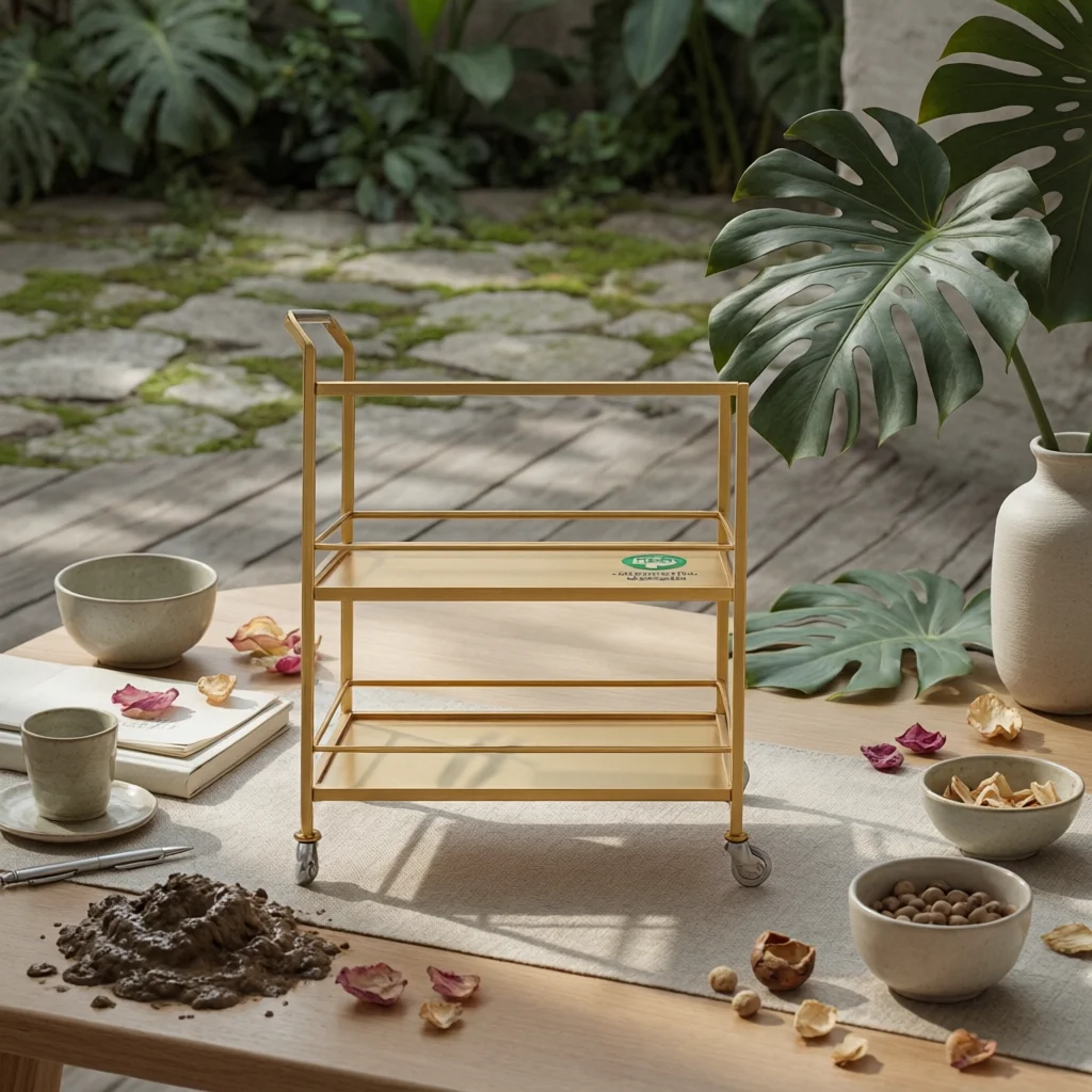 3-Tier Rolling Service Cart Detachable 3-Tier Service Cart Serving Trolley with Handle Mobile Lockable for Restaurants