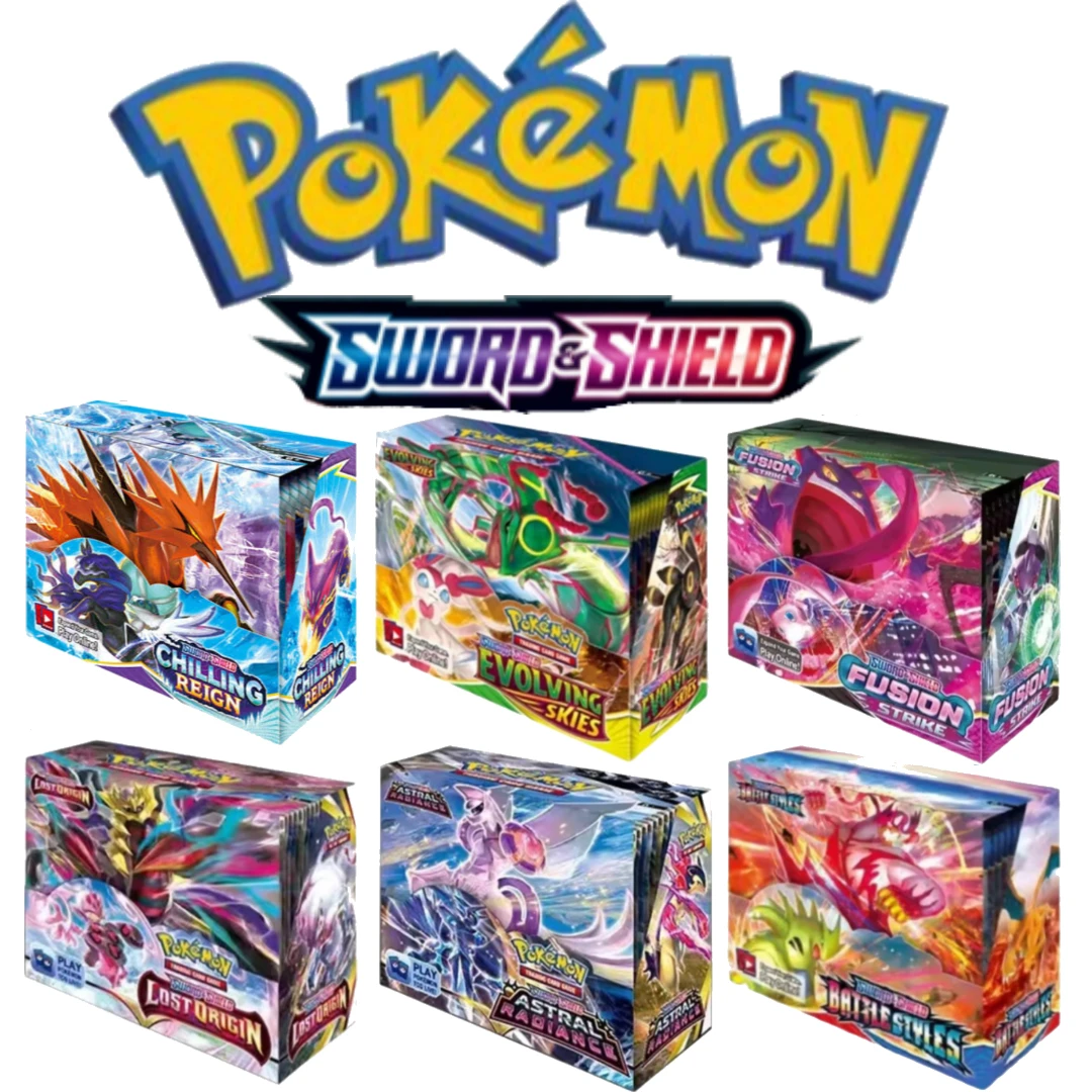 360PSC TCG Sword & Shield Booster Box 360Pcs English Collectible Trading Cards Set Anime Game Toy Gift for Kids Collection Fans