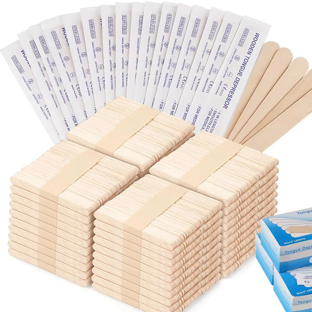 300/100/30/5pcs Wooden Tongue Depressor Tattoo Waxing Removal Sticks Individually Paper Packing Beauty Tool Tattoo Accessories