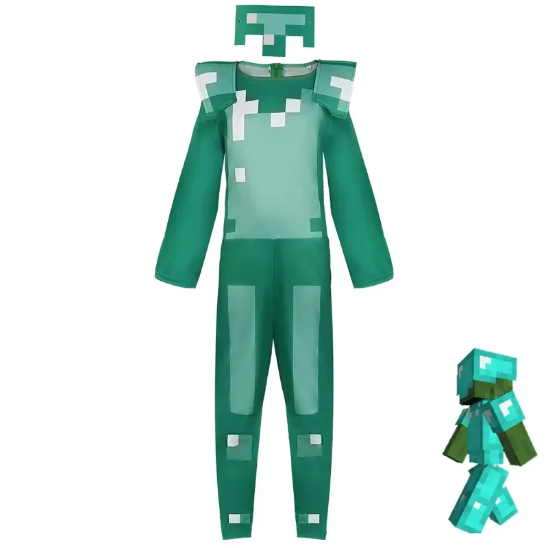 

gb6Purim Games Kids Best Gift Diamond Armor Alex Game Character Steve Cosplay Set Halloween Party Costumes for Boys st.'6