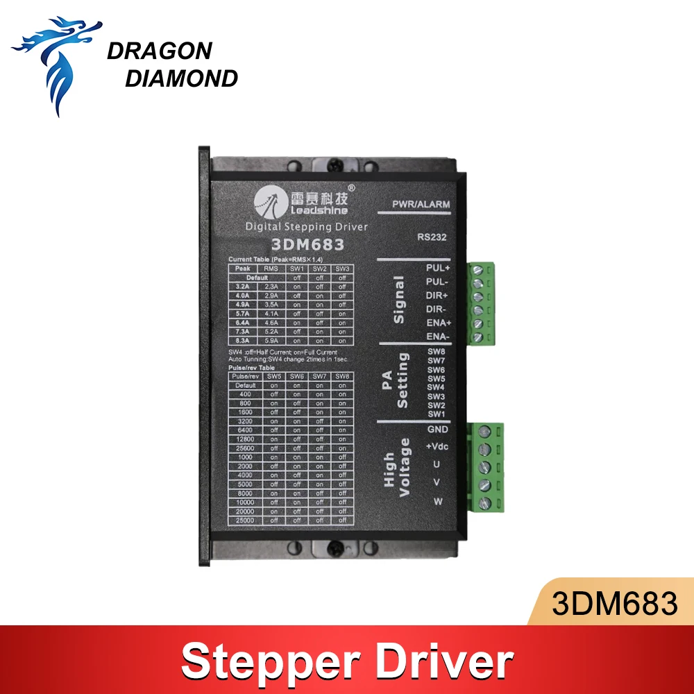 3DM683 Stepper Motor Driver 20-60VDC 0.5-8.3A Leadshine 3 Phase For Co2 Laser Engraving Cutting Machine Low Noise