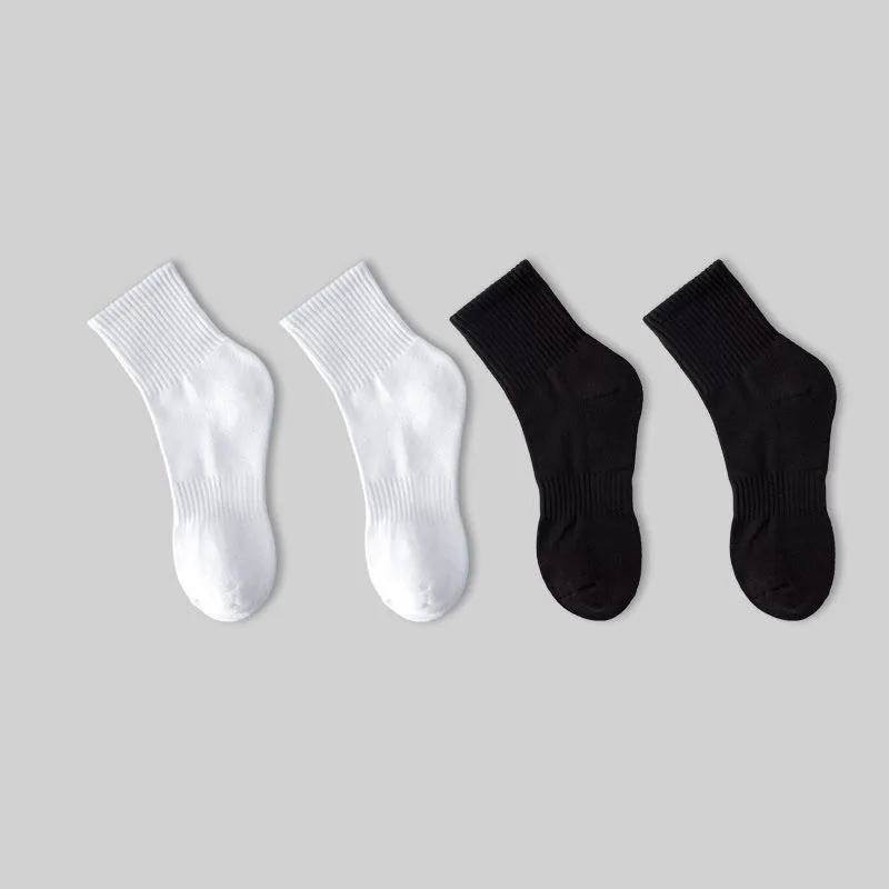 10 Pairs Neutral Solid Color Round Neck Socks Spring Summer Sweat Absorbing Breathable Soft Comfortable Couple Sports Socks