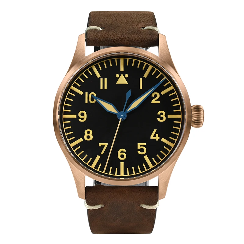 San Martin Men Pilot Watch 41MM Luxury Bronze Mechanical Wristwatch Fashion Sapphire 10ATM Waterproof Luminous NH35 / ST3621