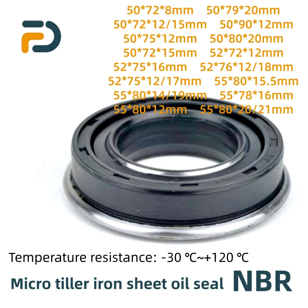 Iron Shell Shaft Oil Seal ID:50*52*55*OD:72/75/76/80/85mm Micro Tiller Accessories Agricultural Machinery Anti Mud Seal O-Tool