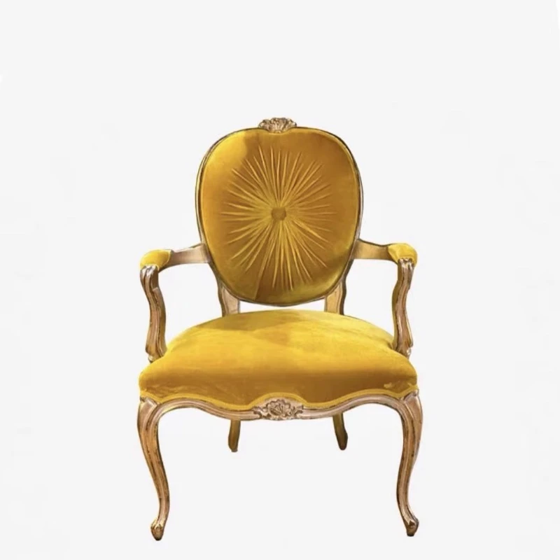 New Home Products Velvet Dining Chair Hand Carved Solid Wood Decoration