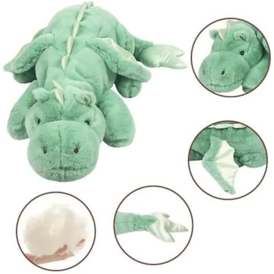 Giant 50in 3Lb Big Green Dragon Stuffed Animal Plush Toy Fuzzy Jumbo Dinosaur Pillow with Wings Cuddly Soft Green Pterosaur Plu