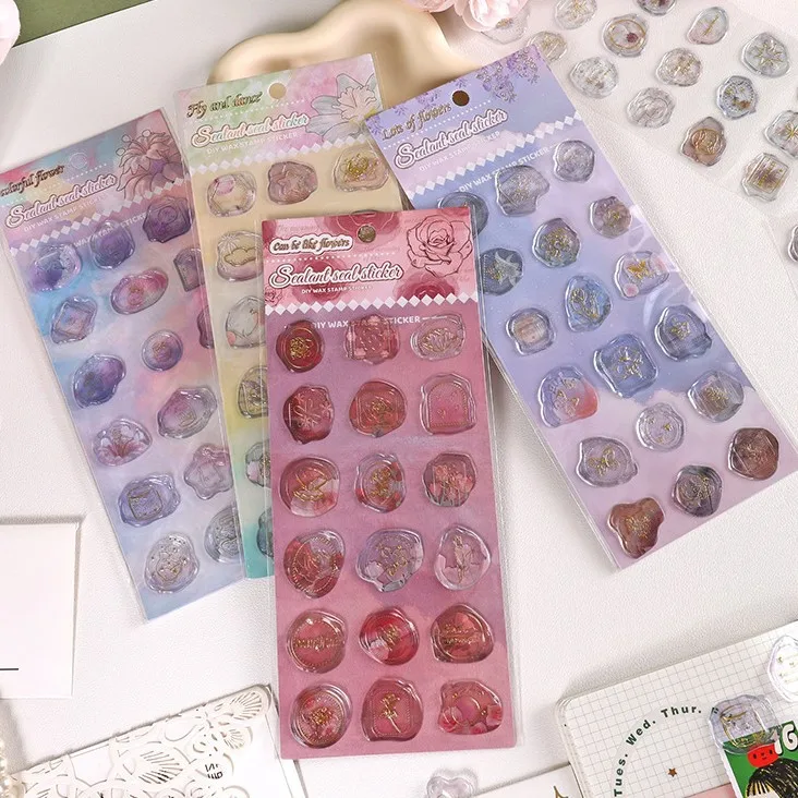 

Gold Foil Wax Seal Stickers - Vintage European Style DIY Decals for Envelopes, Scrapbooking & Journaling