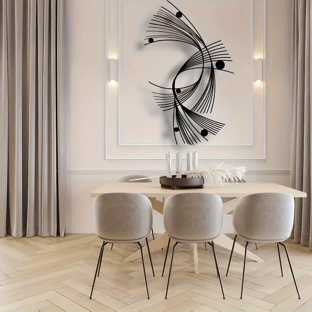 Modern Abstract Geometric Metal Wall Art, Minimalist Linear Art, Suitable for Home, Office, Indoor/outdoor Sign, Easy To Hang