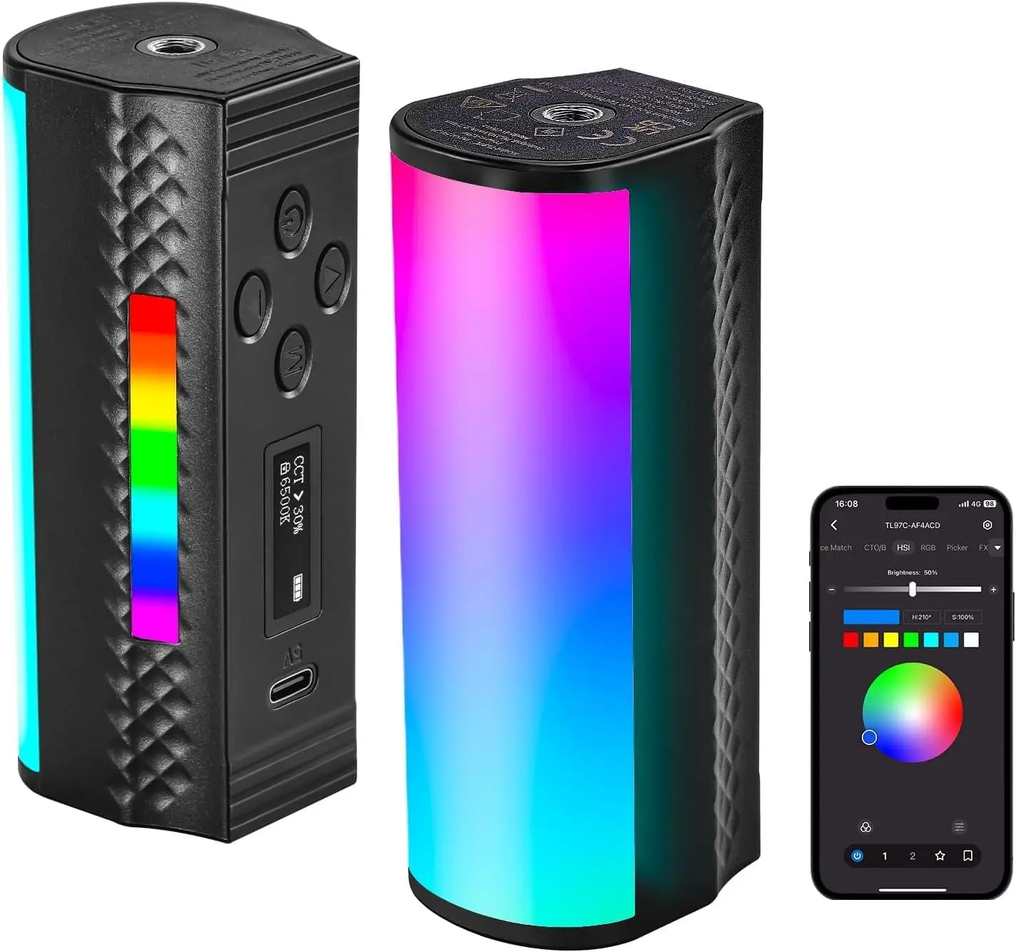 NEEWER Tragbarer Magnetischer Lichtstab mit App-Steuerung, 360° °   Vollständig einstellbarer RGB-LED-Videolichtstab mit 2550mAh Akku, 2500K~8500K dimmbar, CRI 97