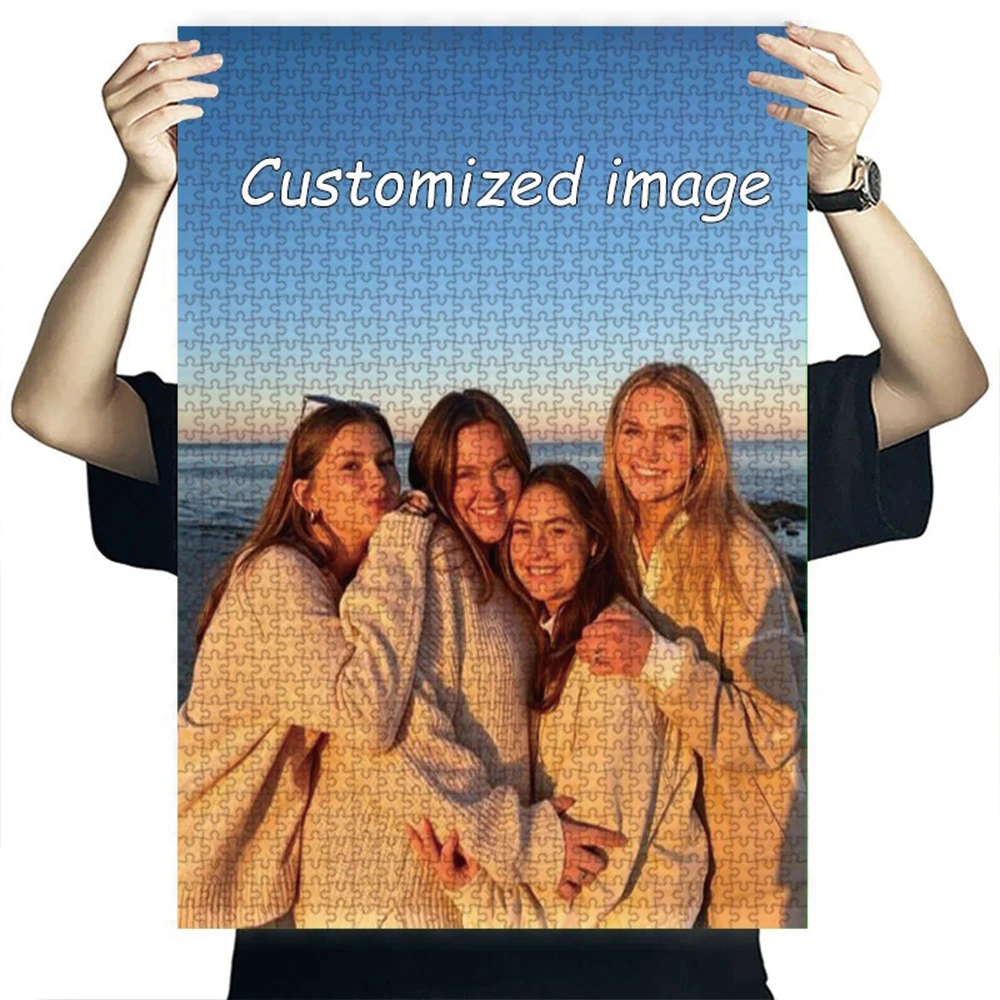 35/300/500/1058pcs Personalized Custom Photo Puzzle Tourist Photos Parent-Child Interactive Diy Assemble Game Toy
