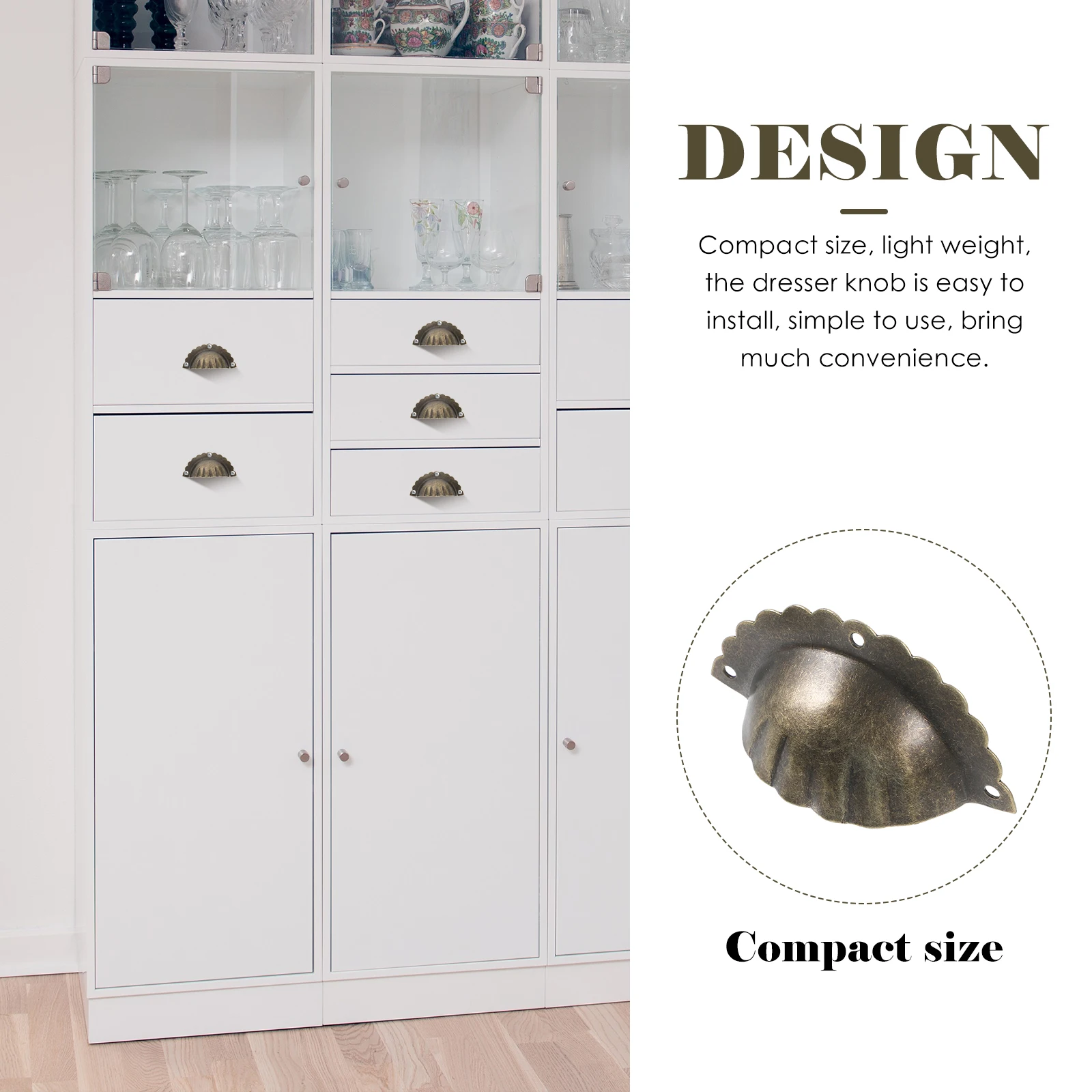 

6Pcs Vintage Shell Semicircle Decorative Dresser Knobs Cabinet Drawer Handles Compact for Kitchen Wardrobe Closet