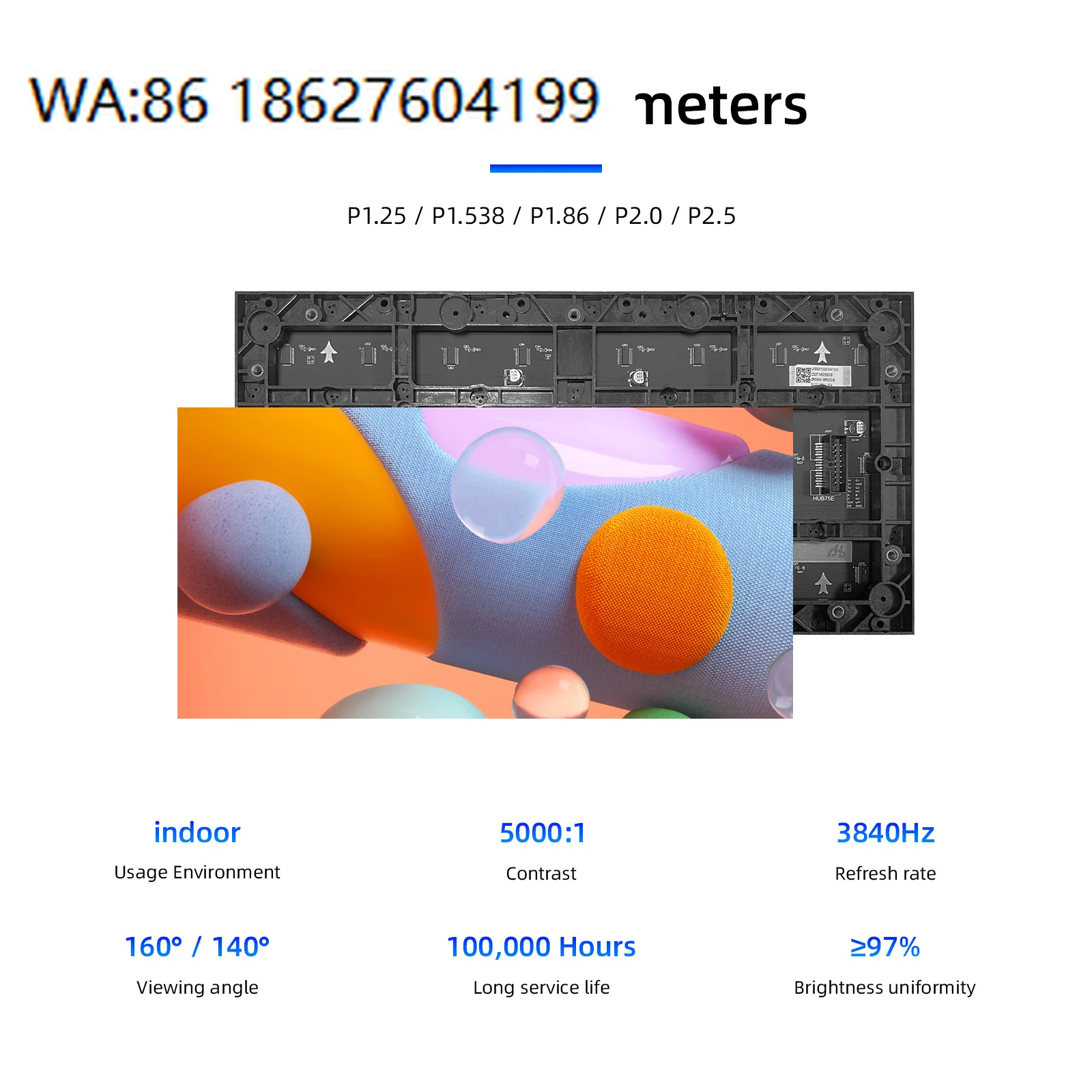 P1.53 Curved LED Module HDR10+ 500cd Full Color Video Wall Panel 1Y Warranty