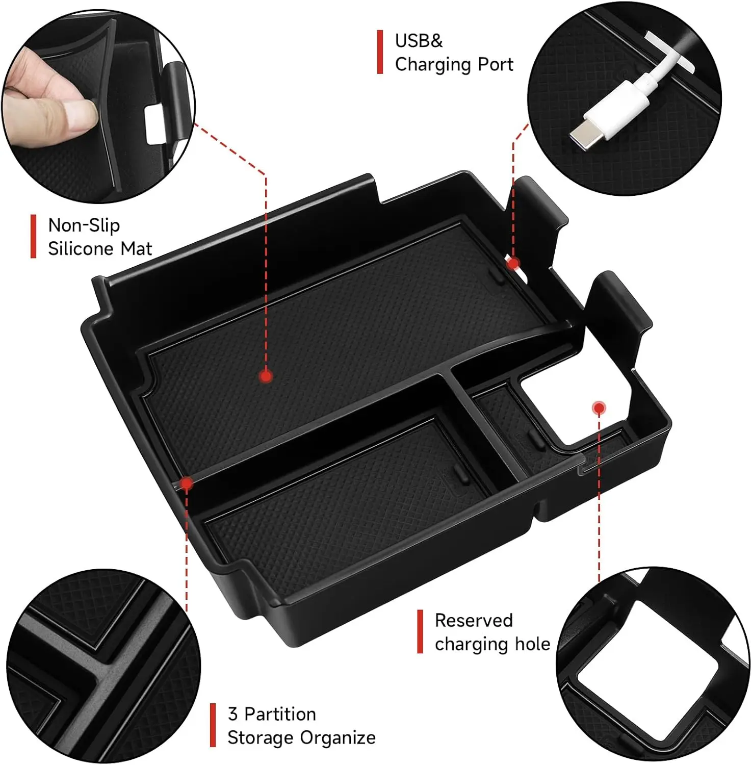 

Center Console Organizer Tray for 2025 Ford Bronco Accessaries Bronco 4 Door Full Size and Front Rear Door Handle Storage Box