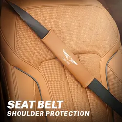 For Genesis Essentia GV80 Neolun G70 G90 GV90 GV60 X G80 GV70 Carbon fiber PU leather wrapped thick sponge seat belt shoulder