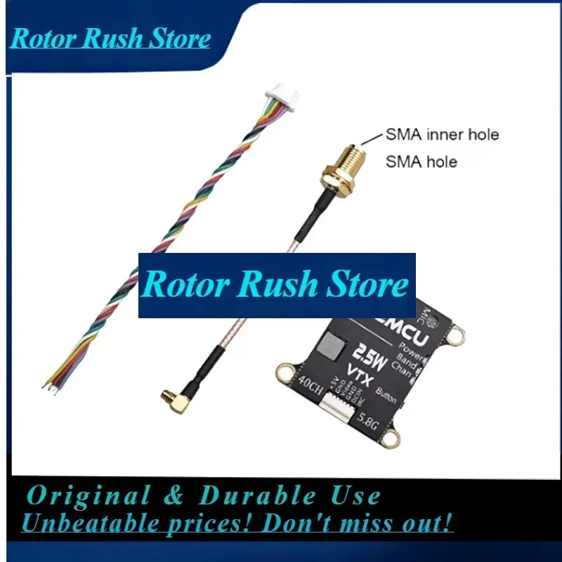 RoRuSJHEMCU 2.5W VTX 5.8G 40CH Adjustable FPV Transmitter Built-in Microphone Heat Sink 2-6S 30X30mm For RC Airplane FPV Long Ra