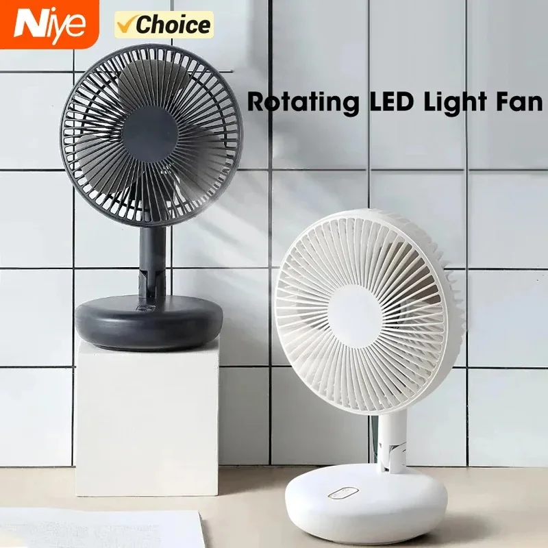 Portable 6 Inch Folding Telescopic Adjustable Height Floor Stand Fan USB Rechargeable Battery 3 Speeds Super Quiet