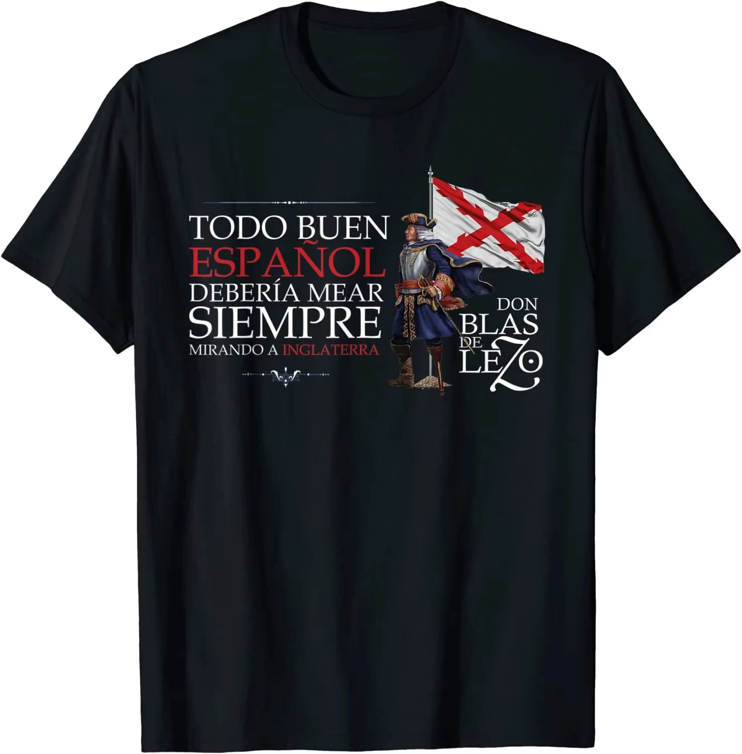 Camiseta de Verano 2026 Blas De Lezo Frase para Hombre, Camiseta Moderna de Manga Corta, Informal, de Algodón, Cuello Redondo, Ropa de Verano para Hombre