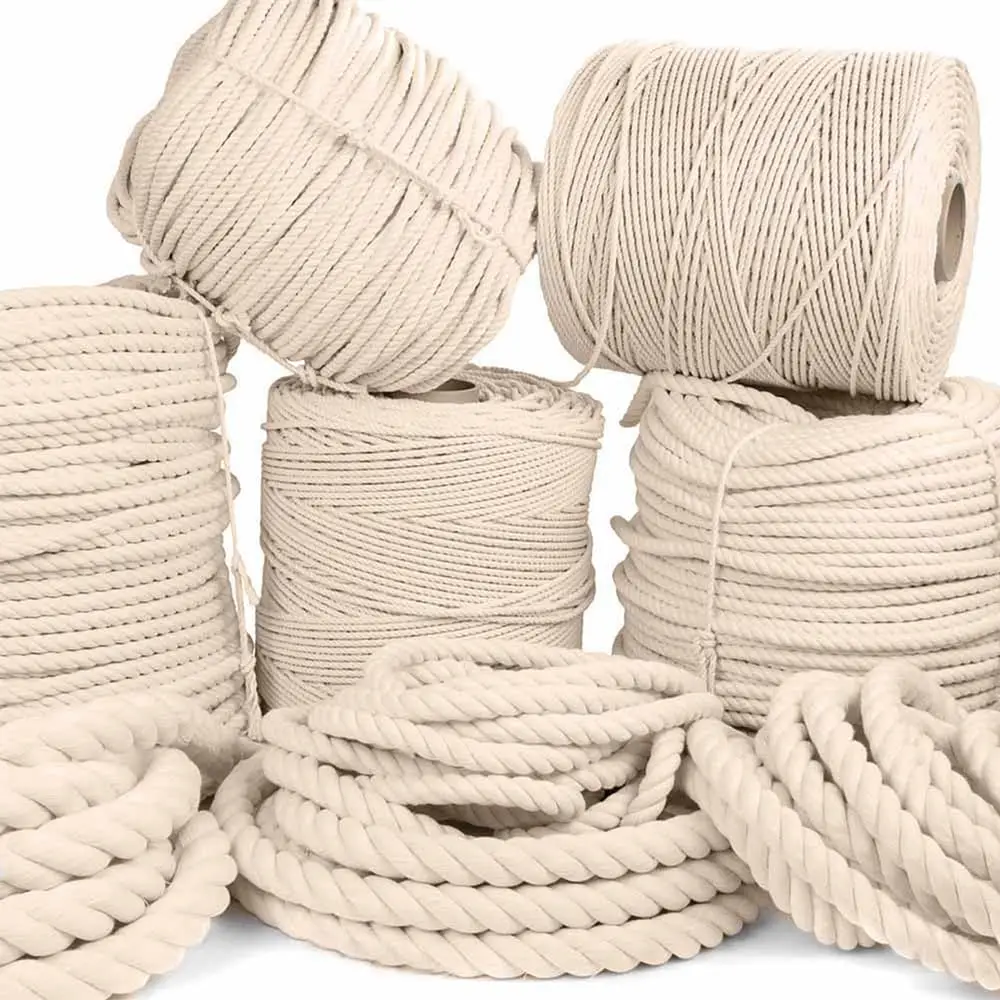 

Rope 10mm Cotton Cord 3/8 Inch Thick Twisted Rope for Macramé Crafts Knotting Décor Pet Toys Sports Indoor Outdoor Use