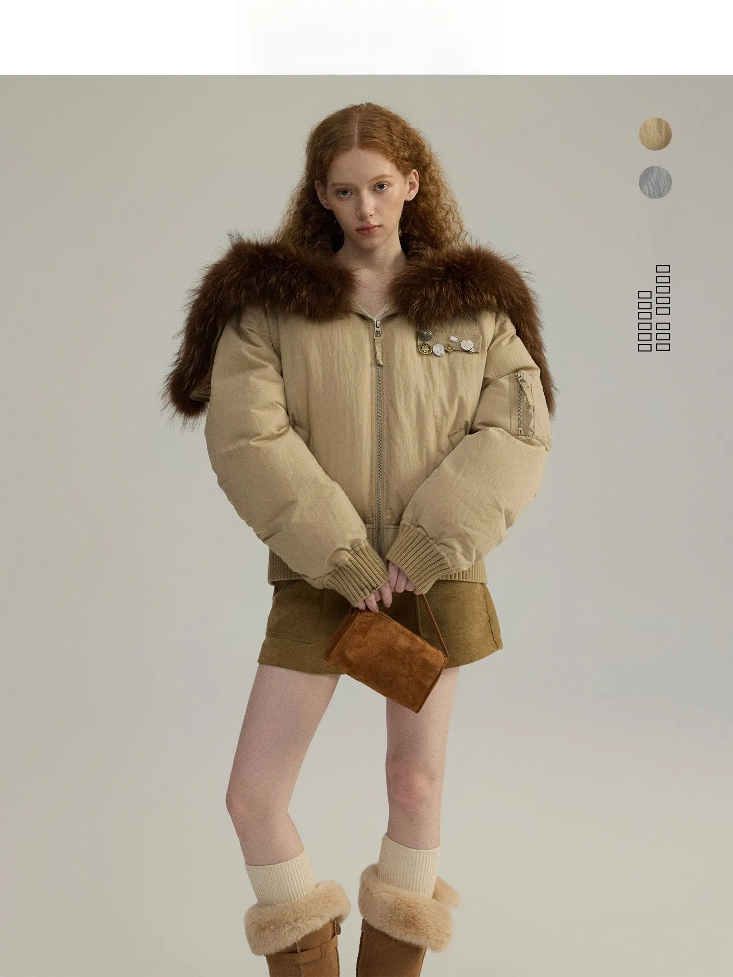 

Женская утепленная куртка-пуховик с капюшоном и меховым воротником, зима 2025, повседневная, тонкая, на молнии