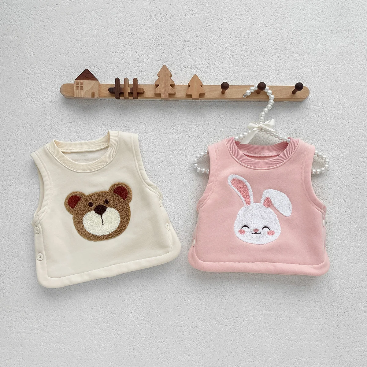 Autumn Baby Girls Boys Clothes Cotton Bear Rabbit Prints Infant Sleeveless Top 0-2 Years Old Baby Vest