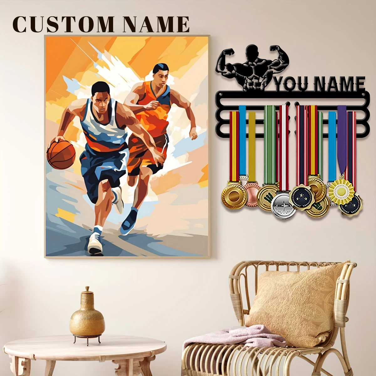 custom Health, fitness Metal medal display rack , Valentines Gift,for room Decor, Suitable for Basketball, Football exercise