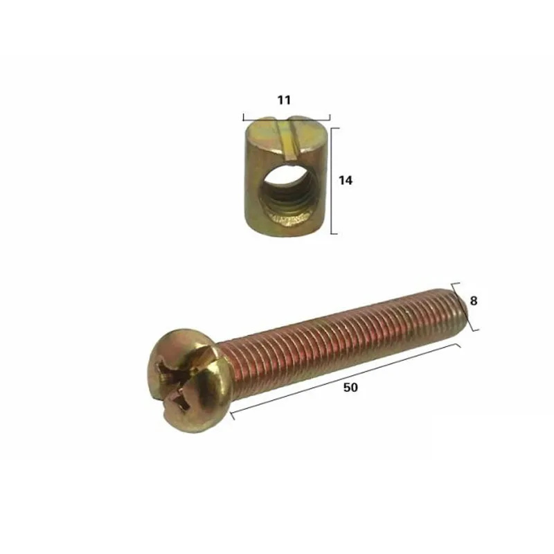 (5 Set) M8 Furniture Hardware Screws Child Bed Accessories Screw Through Hole Nut Bookcase Angle Flat Head Hammer Head Nut