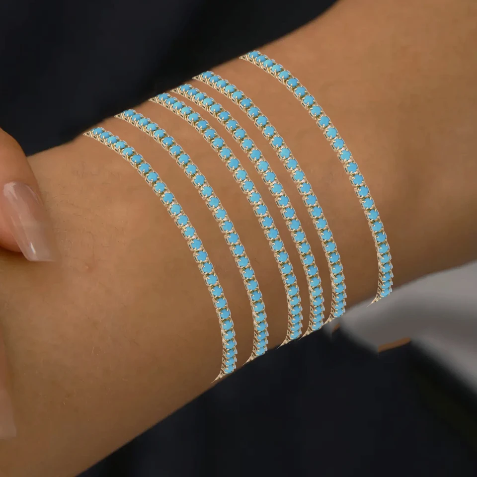 ZAKOL Mode Einfache Blau Türkis CZ Gestapelt Tennis Armbänder für Frauen Männer Nische Design Perfekte Schmuck Geschenk Großhandel