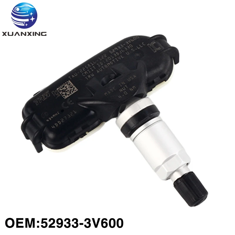 TPMS 52933-3V600 Tire Pressure Sensor 433Mhz Aluminum Real-time Monitoring System 5+ Years for Hyundai Grandeur I40 Kia Rio UB