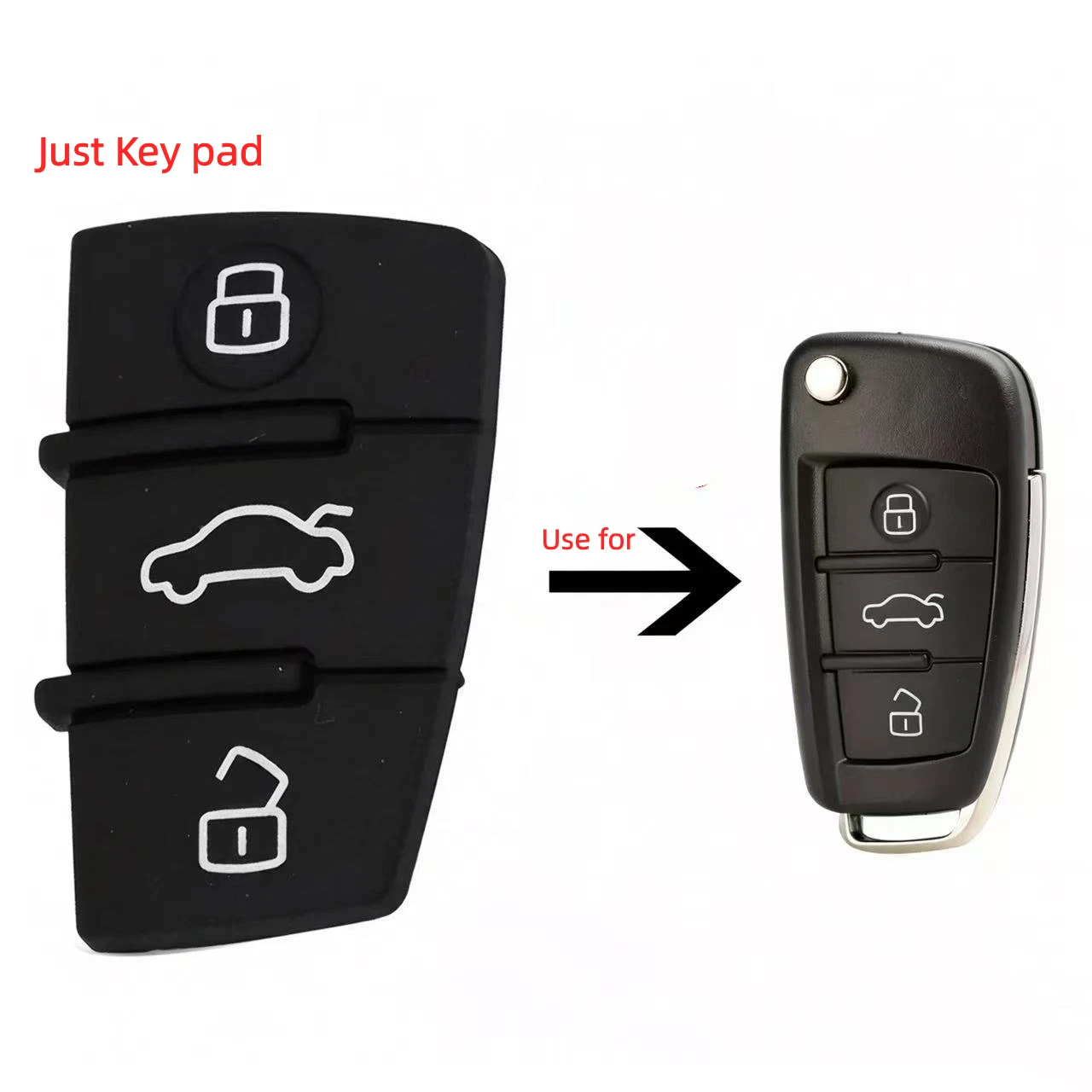 3 Buttons Pad Rubber Remote Key Pad Shell Fob For Audi A3 A4 A5 A6 A8 Q5 Q7 TT S LINE RS Car Key Case cover