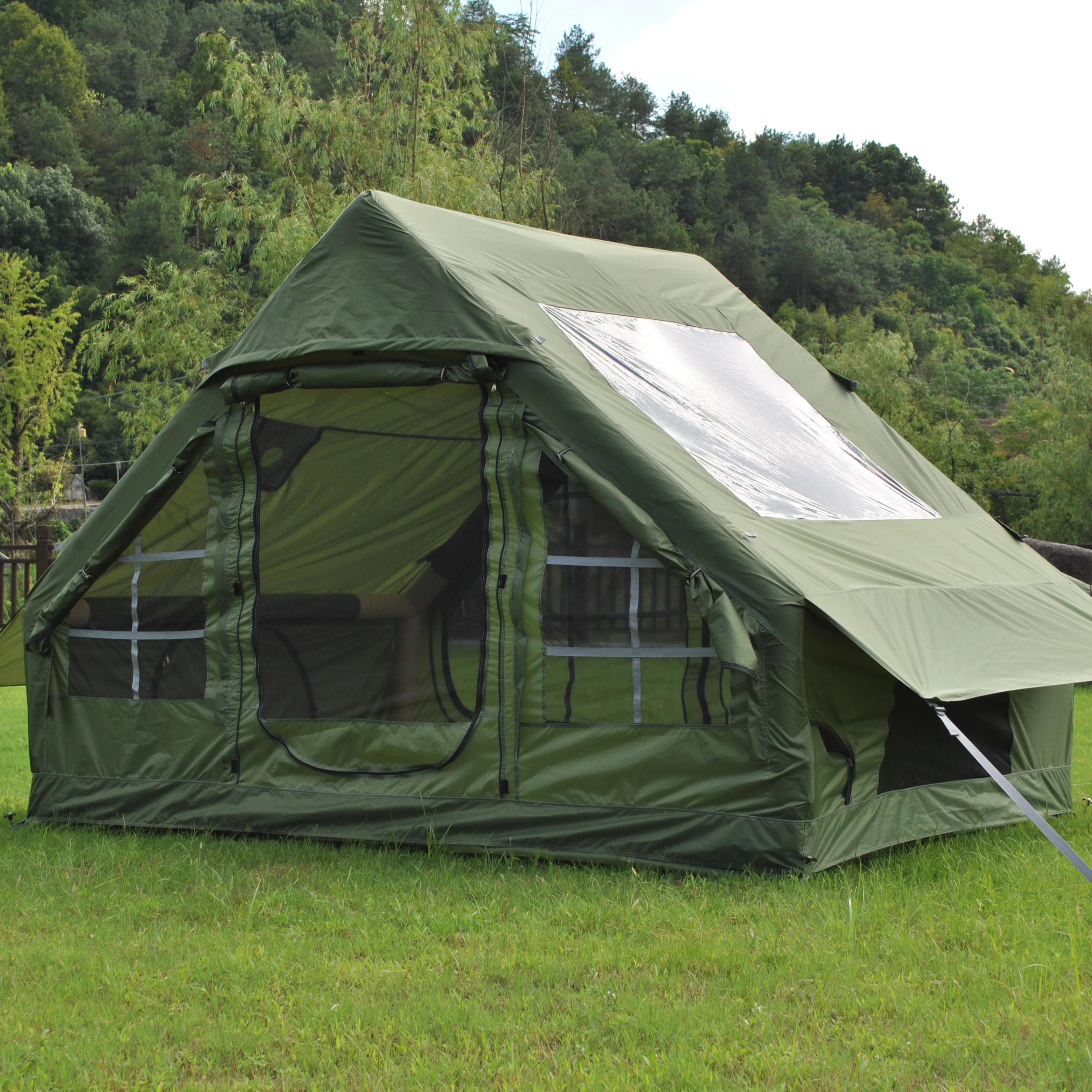 Inflatable Camping Tent, All-Weather Inflatable Tents with Pump, Blow up Tent with Skylight & Privacy Cover, Inflatable Air Tent