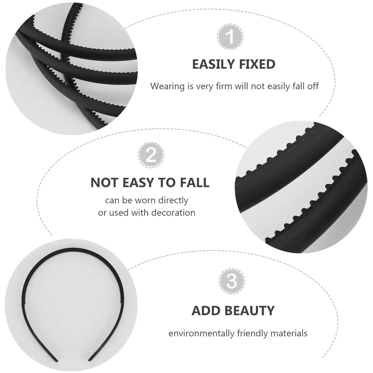 

4Pcs Non-slip Hair Hoop Lightweight Comfortable Holiday Gift Photo Prop Black Girls Hair Accessories Simple