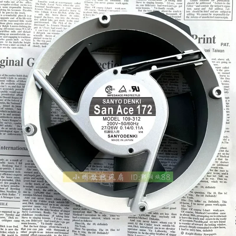 For SANYO SANACE172 109-312 200V 17050 Aluminum Frame Round 17251 AC Fan