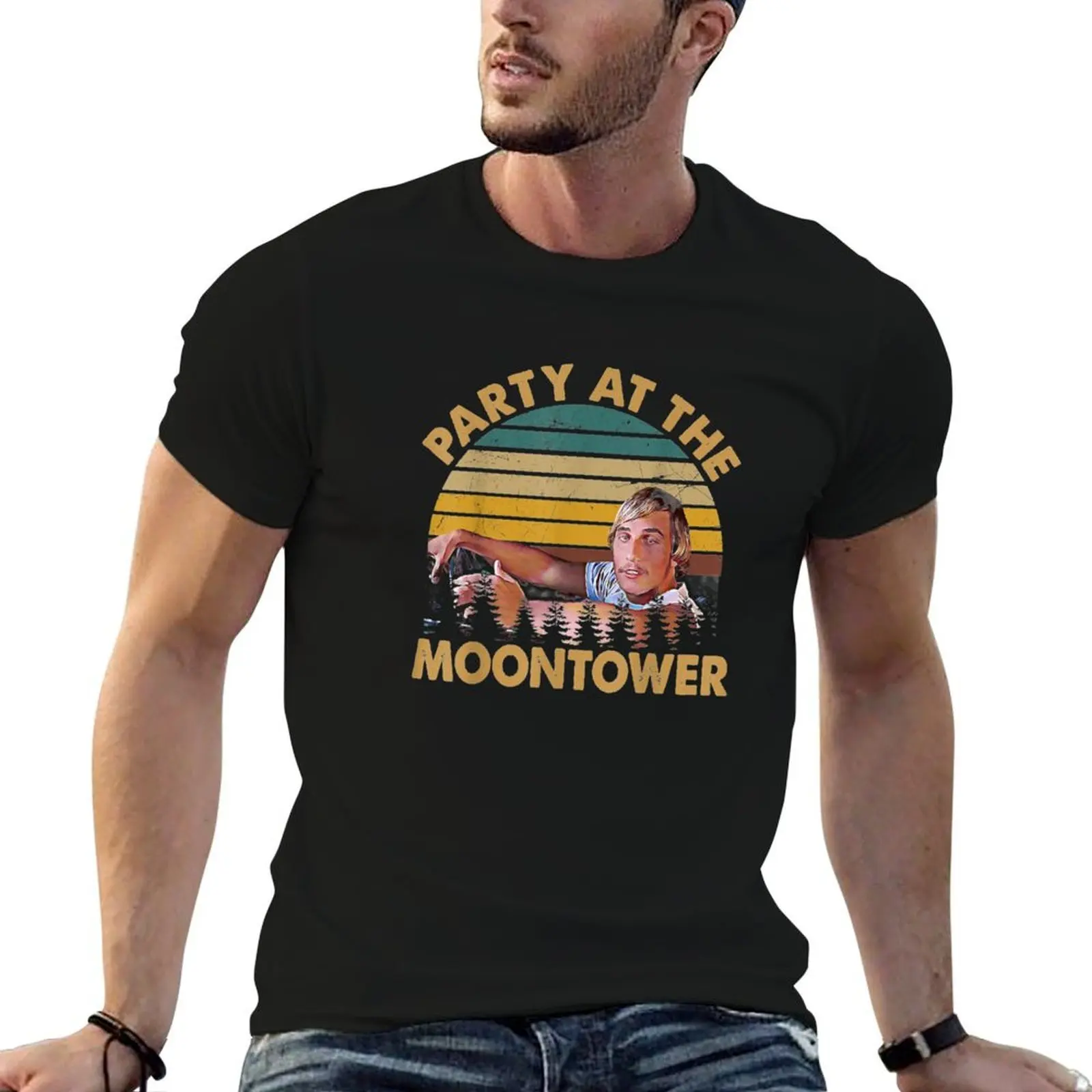 Dazed And Confused Retro Party At The Moontower T-Shirt heavyweights oversize t-shirts man mens shirts graphic tee
