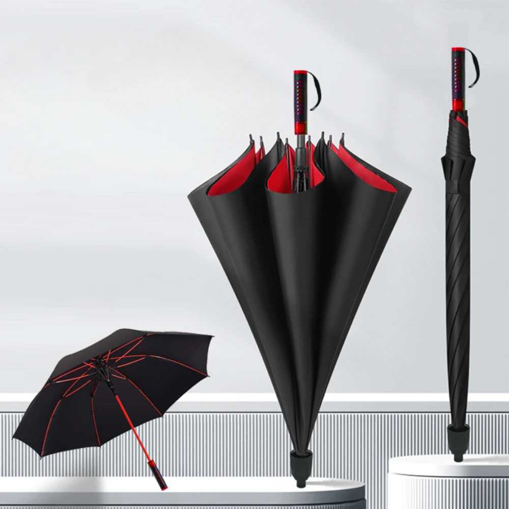 Long Automatic Umbrella Windproof Straight Umbrella with Waterproof Cover Large Business Umbrella Sunny Rainy Dual-use Paraguas