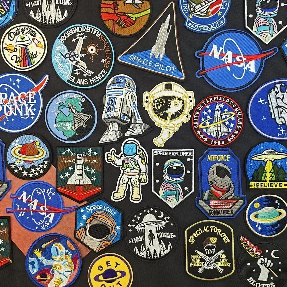 NASA Yamalar Işlemeli Karikatür Demir on Aplike Astronotlar Ütü Çıkartmalar Giysi için Termo Yapışkanlı Sırt Çantası Şapka Dekorasyon