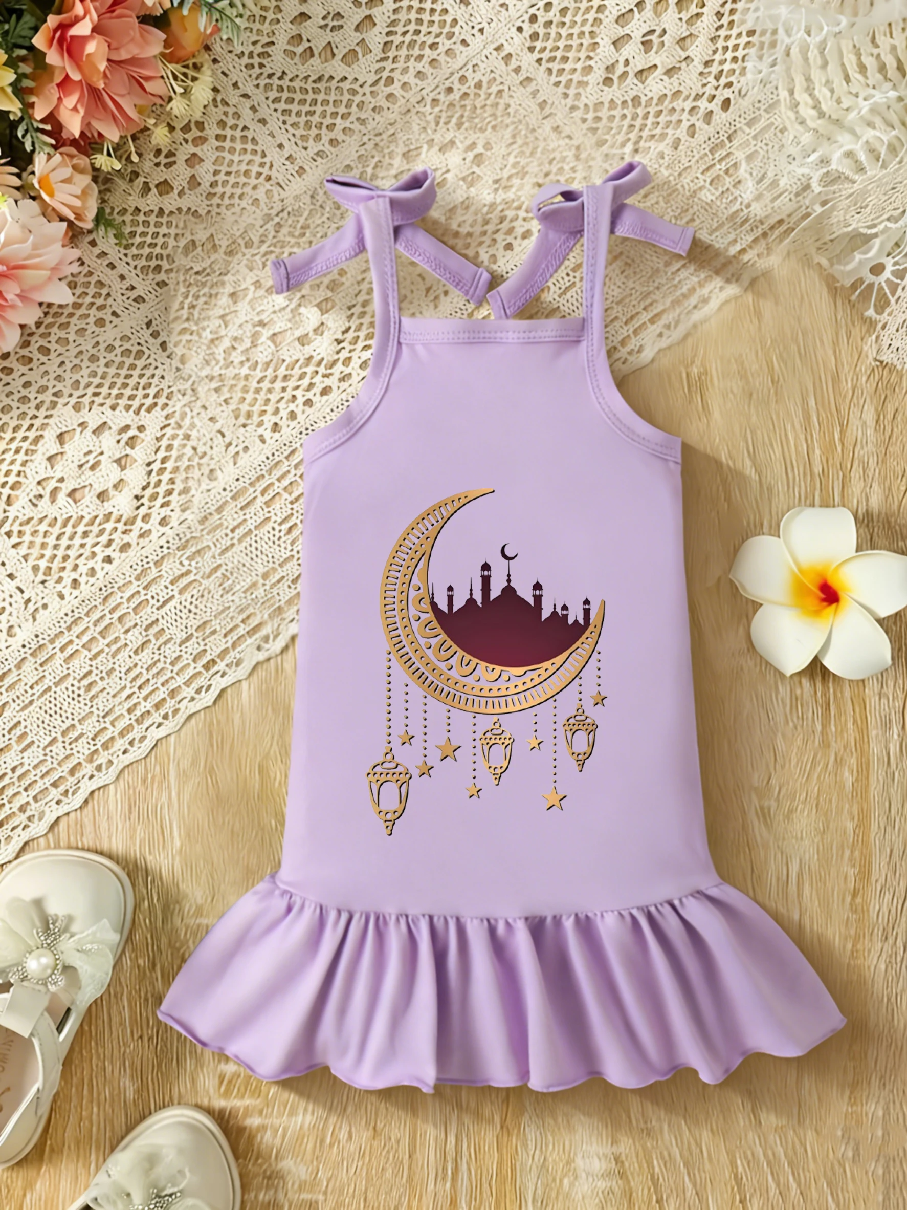 Cross Straps & Gold Details: Lavender Dress—Ramadan Baby’s Tender Vibe Maker