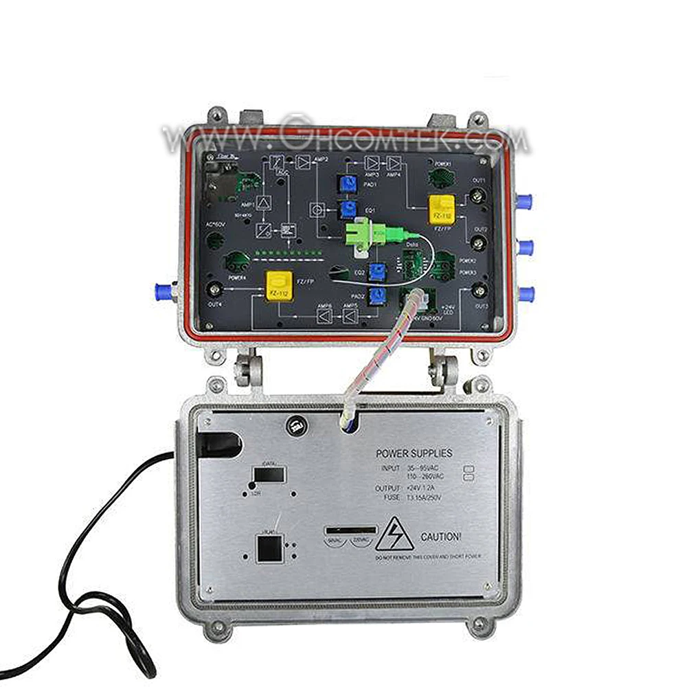 FTTH Optical Receiver High hfc 4 Ways Output With AGC CATV Digital Analog Signal Receiving Outdoor Cable TV Fiber Optic Node