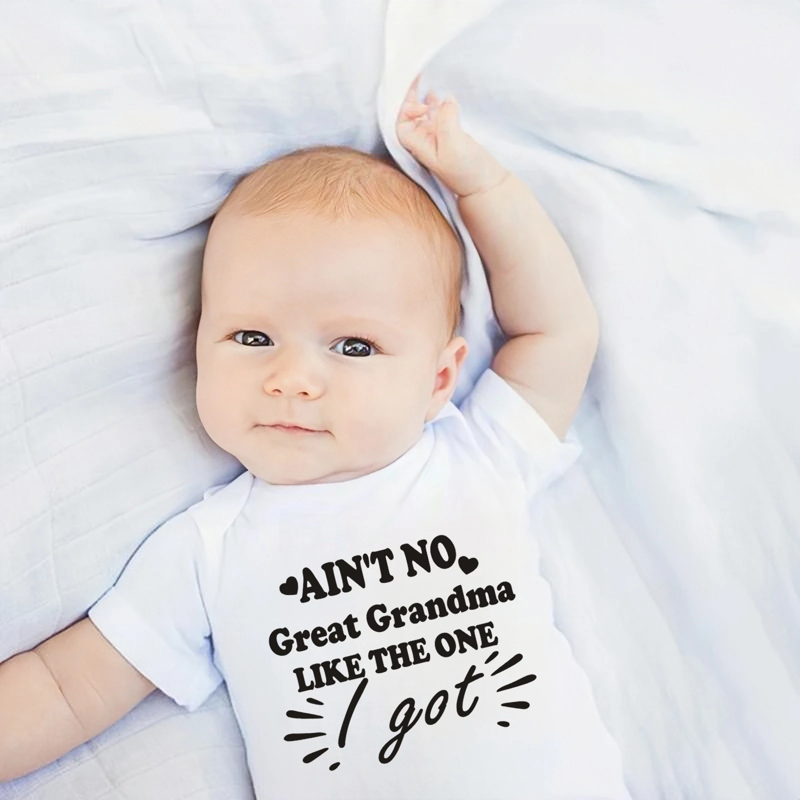 Ain't No Great Grandma Like The One Printed Baby Bodysuit Newborn Short Sleeve Clothes Toddler Boy Girl Rompers Infant Jumpsuit
