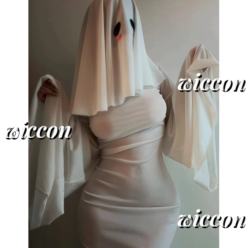 Fantasma Feminino Cosplay Fantasia, Halloween, Cara Assustada, Capa, Grito, Vestido Extravagante, Sexy, Fofo, Adulto