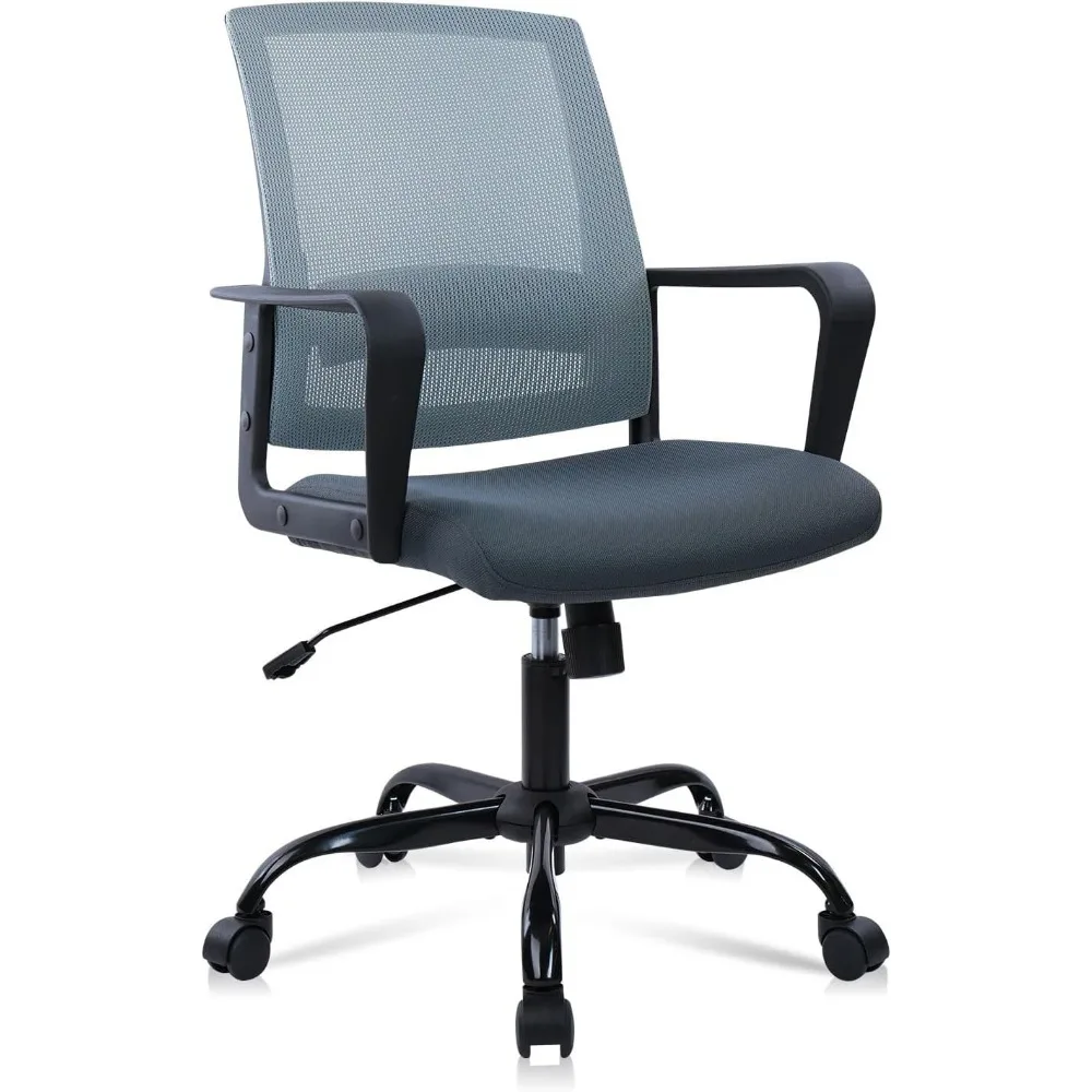 Ergonômico Rolling Mesh Desk Chair, apoio lombar executivo, design giratório ajustável