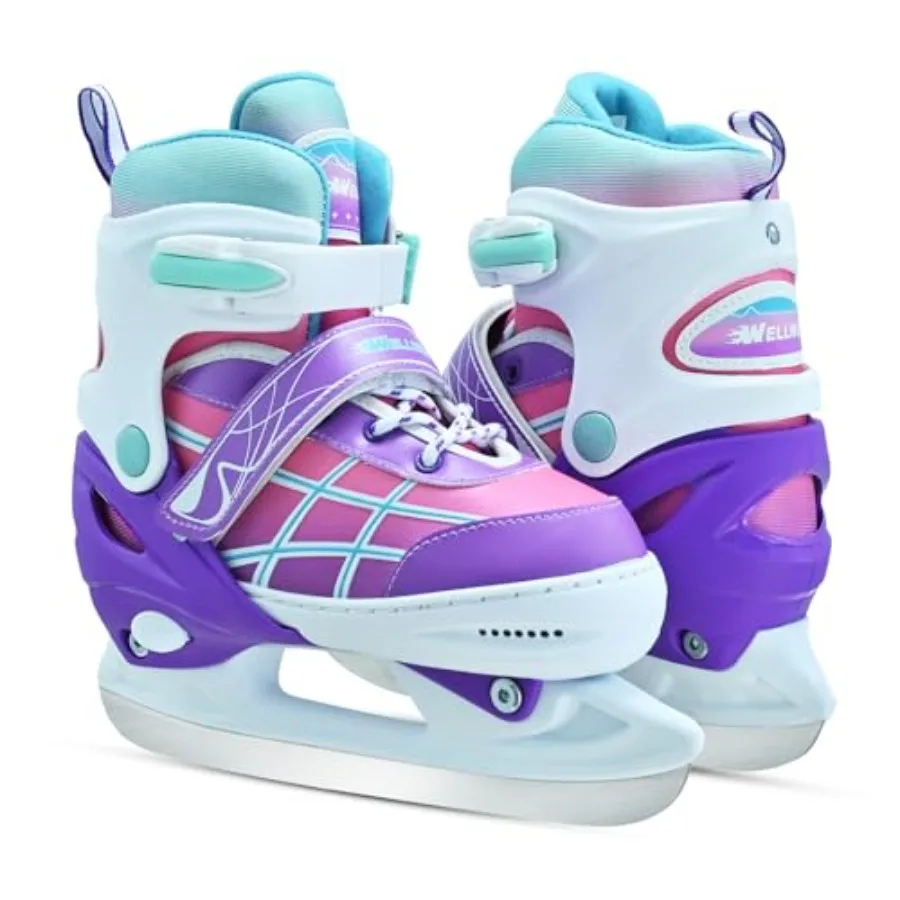 

Ice Skates for Boys and Girls, Adjustable Ice Skating Shoes for Beginner Ages 4-12, Gradient Green Iceskates for Outdoor and Ra