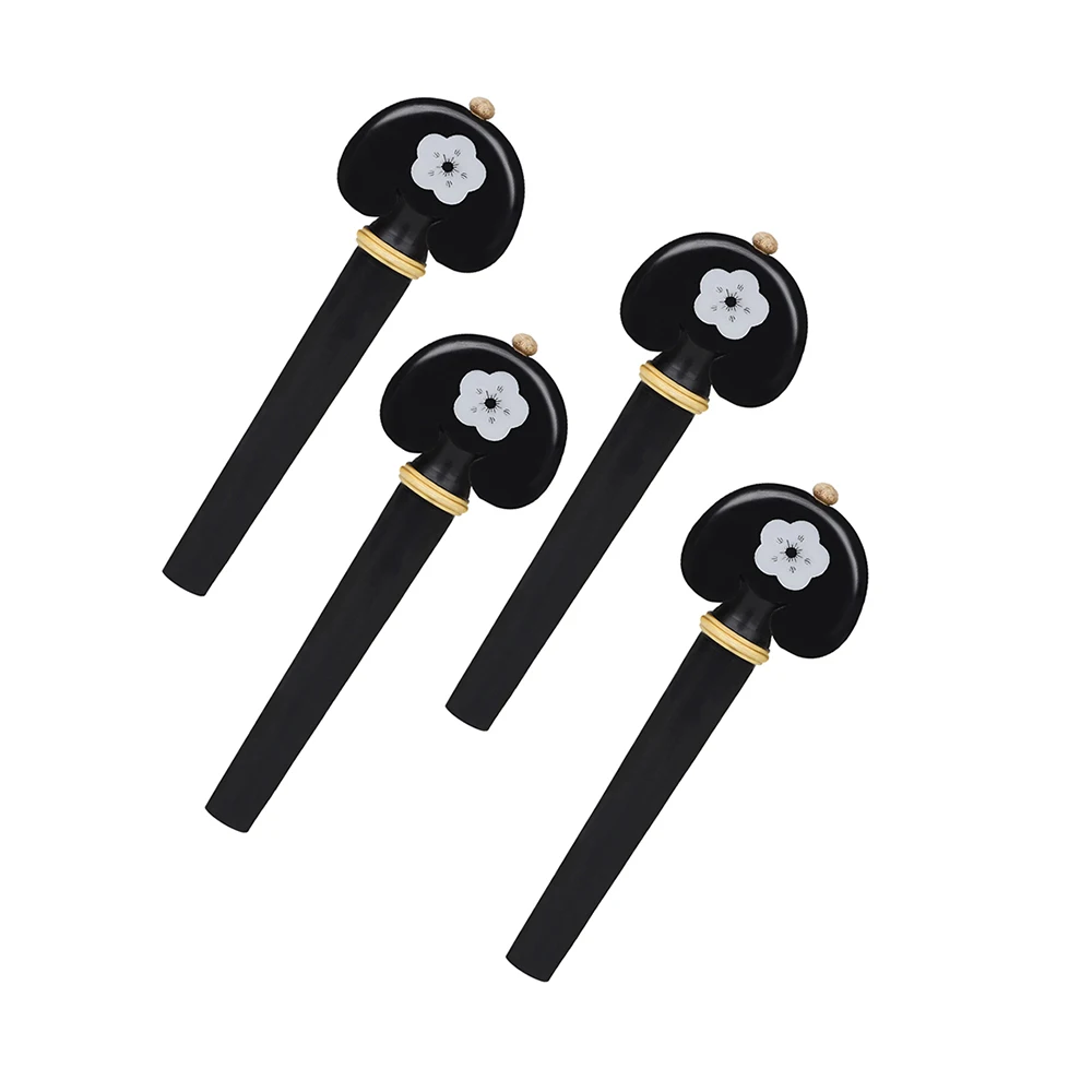 4Pcs/Set Cello Tuning Pegs Ebony Wood Exquisite Stringed Musical Instrument Accessories Abalone Shells Universal Tuning Repair