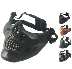 zlangsports Half Face Airsoft Tactical Skull Protection Mask Halloween Cosplay  CS Masks Adjustable