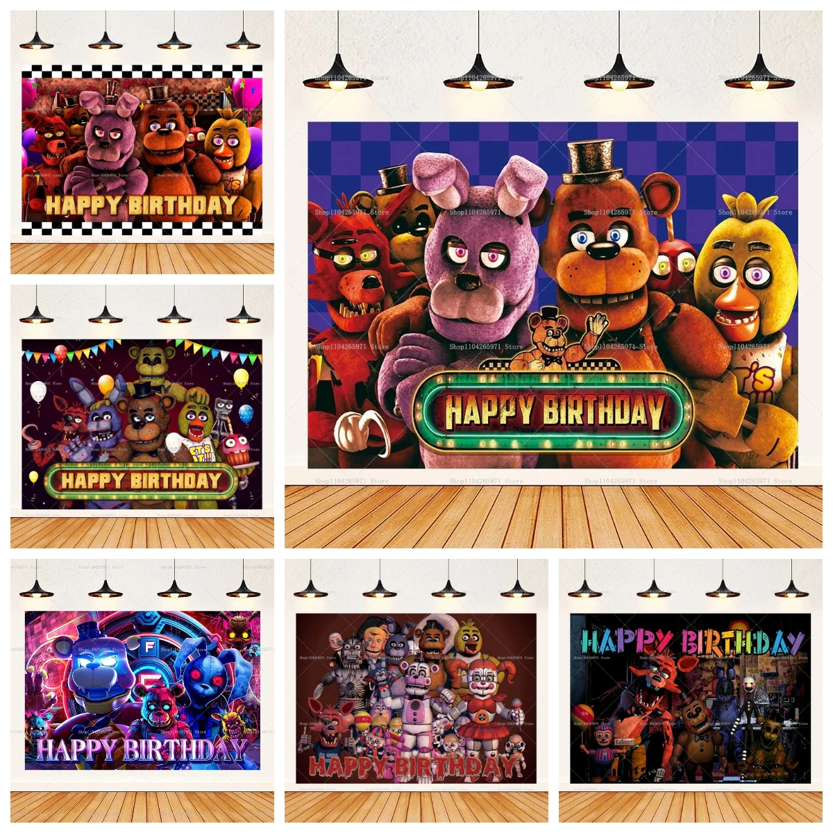 

Boy Teddy Bear Horror Birthday Party Decoration Background Five Nights Harem Horror Party Supplies Banner Photography Background