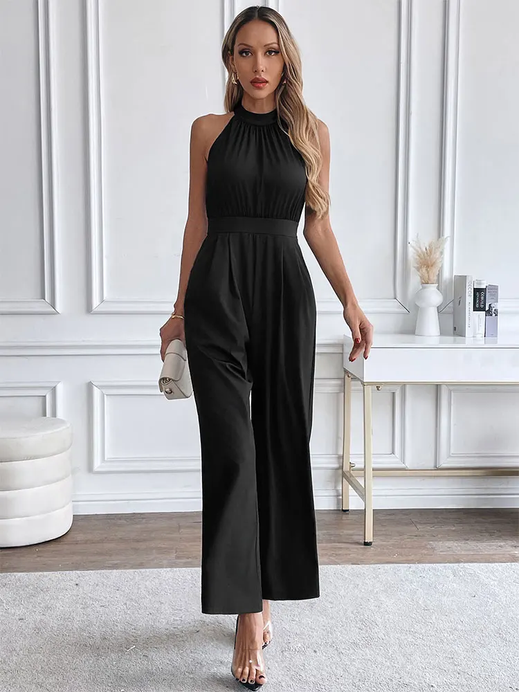 

New Women's Jumpsuits Spring Streetwear Fashion Casual Slim Club Party Jumpsuits Sexy Black Sleeveless Female Elegant Clothing