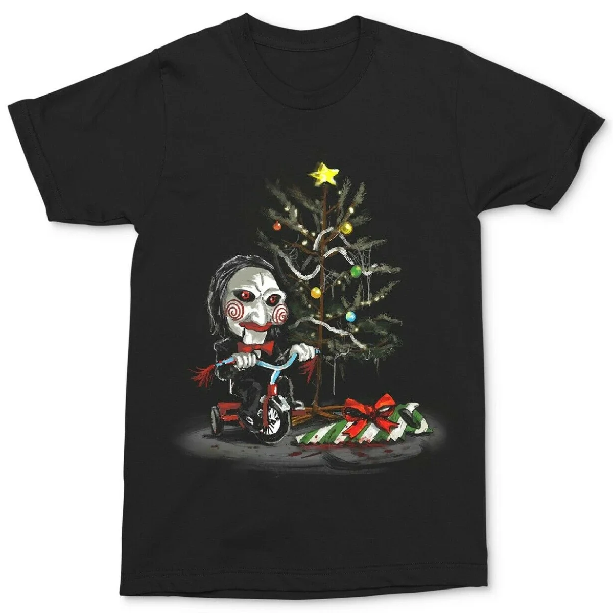 

Jigsaw Horror Movie Graphic Christmas Holiday T-Shirt. Summer Cotton Short Sleeve O-Neck Men's T Shirt New S-3XL