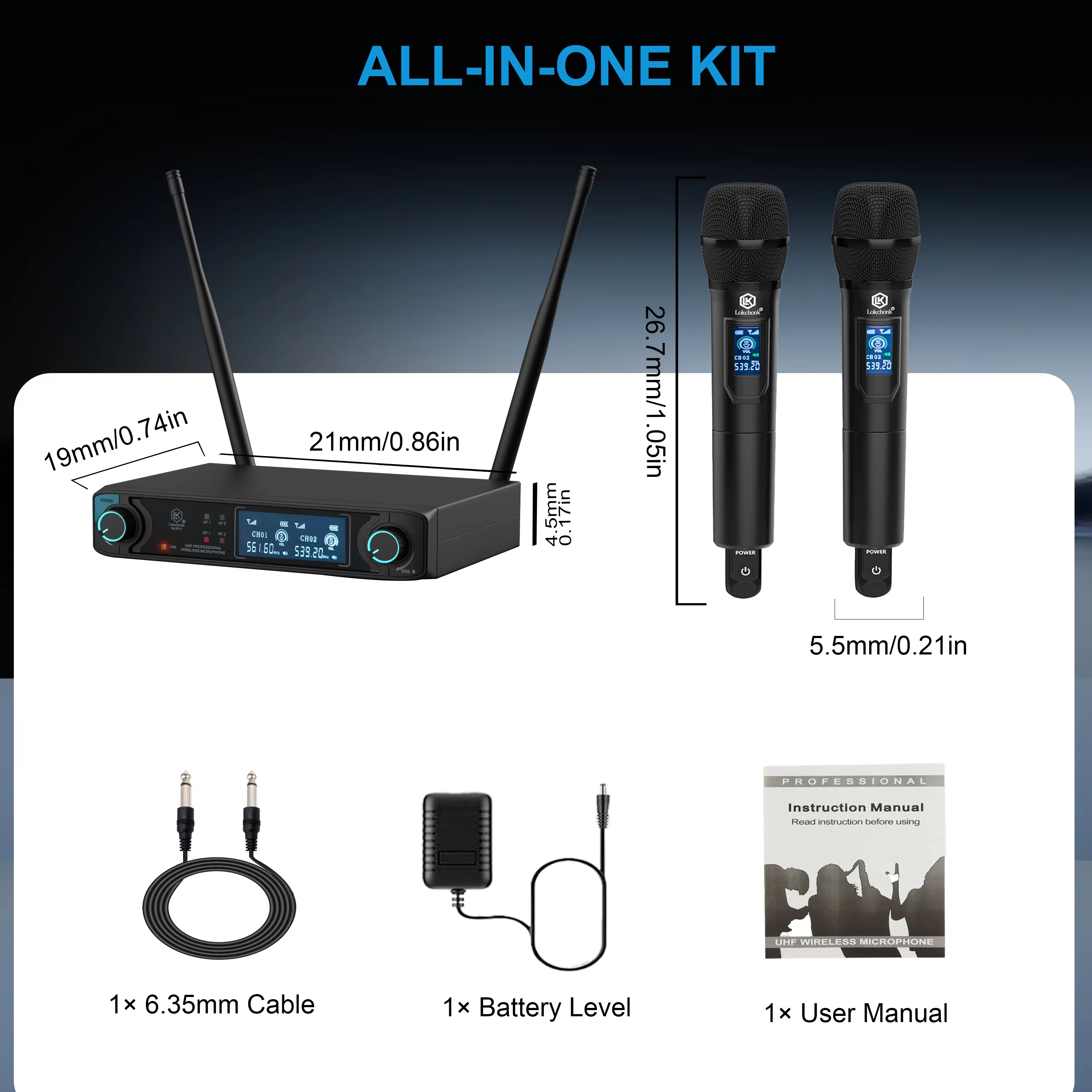 New GLXD-2 Pro Wireless Microphone System Dual Channel UHF Fixed Frequency Cordless Handheld Dynamic Mics For Karaoke Party