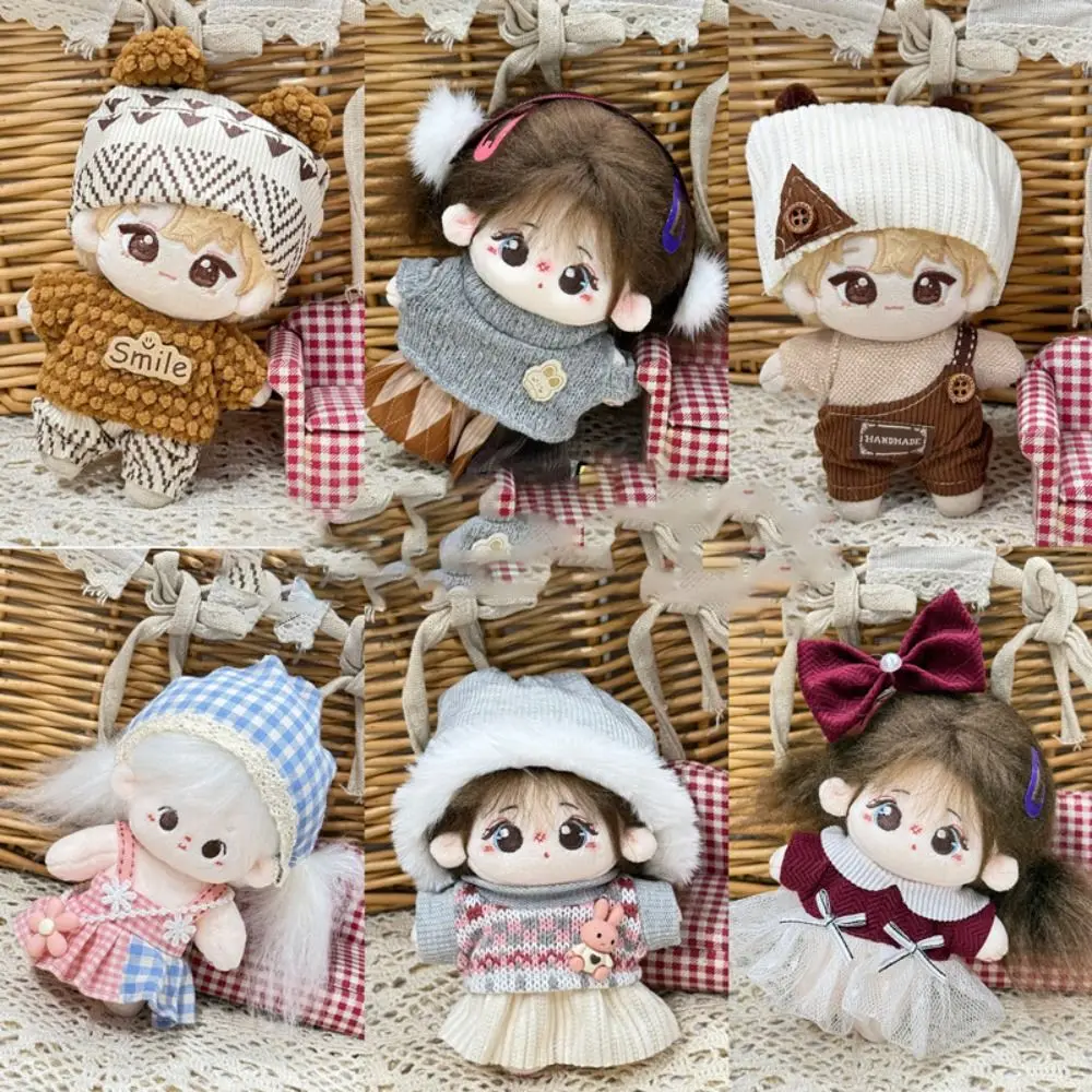 Handmade 10cm Doll Clothes Dress Headband Plush Dolls Outfit Toys Baby Doll's Accessories Cos Suit