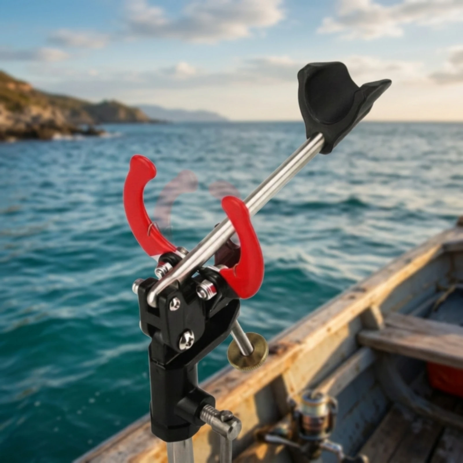 Fishing Rod Holder with Clamp Compact Clamp-on Rod Holder Hardware Rust-Resistant Heavy-Duty for Anglers