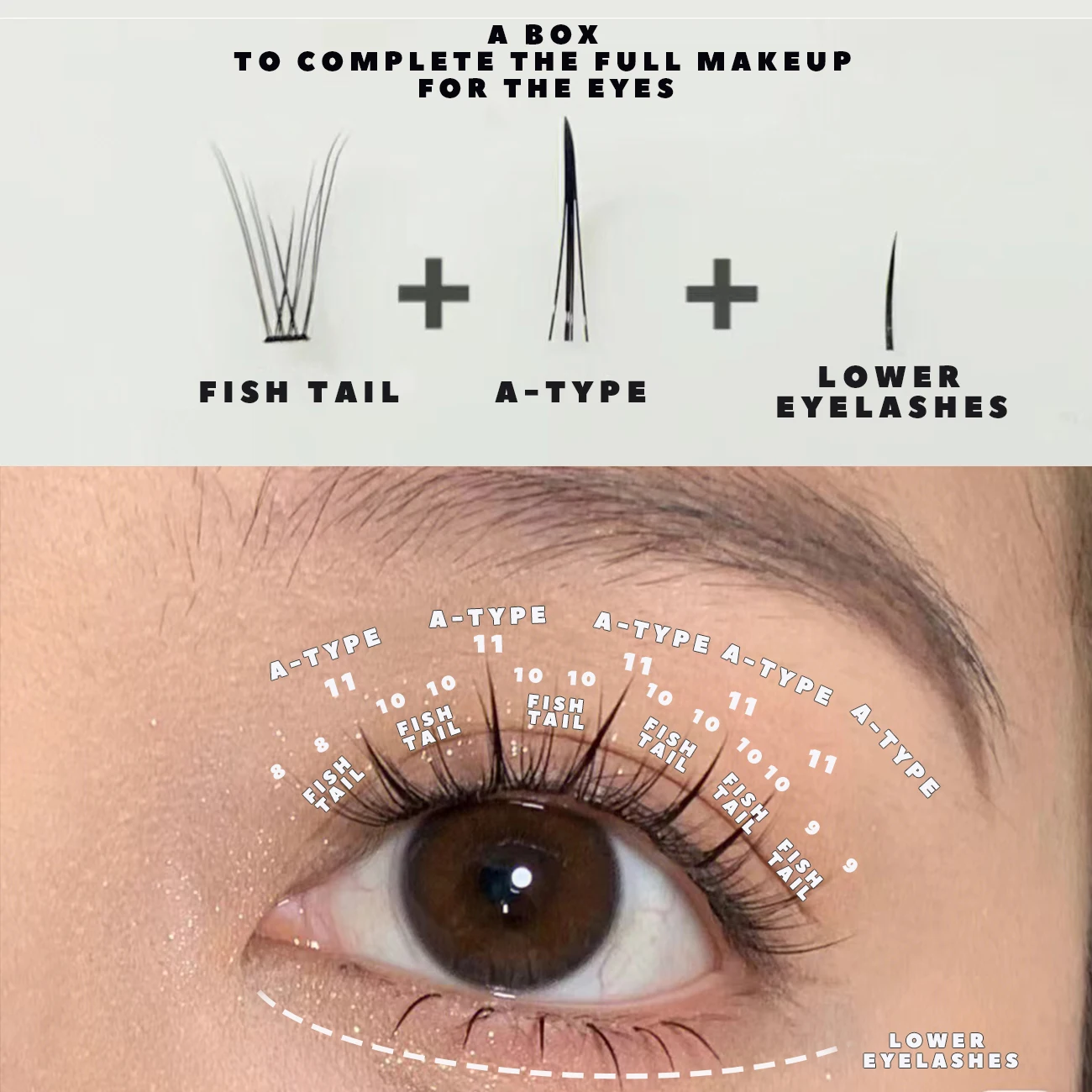 Fake Lashes Fish Tail Eyelashes Mix A-Type Eyelashes Natural Fairy Lash Individual Cluster Eye Lashes DIY Daily Eyelashes Makeup